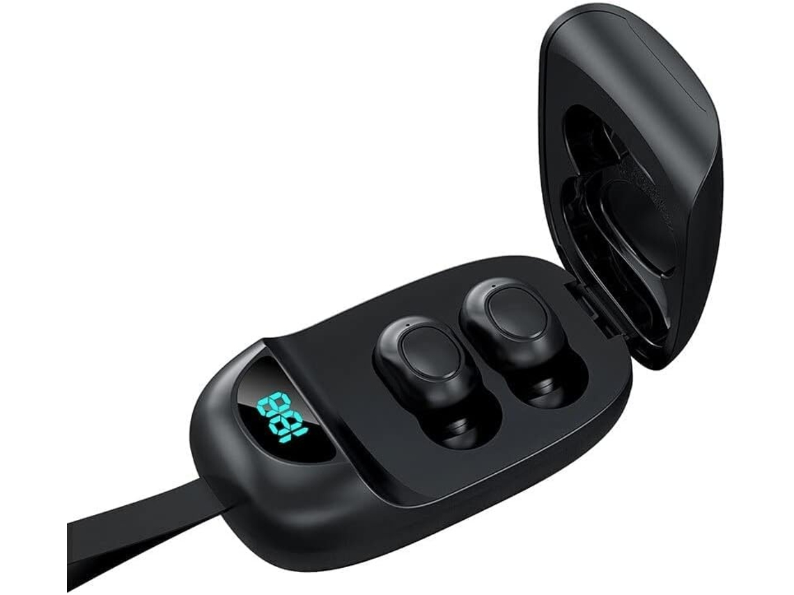 Fones sem fio para Google Pixel intra auricular Bluetooth 5.0 estojo 2000mAh graves profundos IPX7 à prova de suor Preto JIAPEI