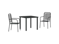 Maison Exclusive - Conjunto De Jantar Para Jardim 3 Pcs Preto Aço Revestido A Pó