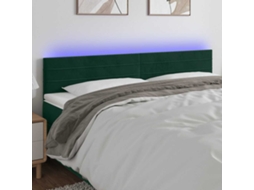 Vidaxl Cabeceira De Cama C/luzes Led Veludo 180x5x78/88cm Verde-escuro