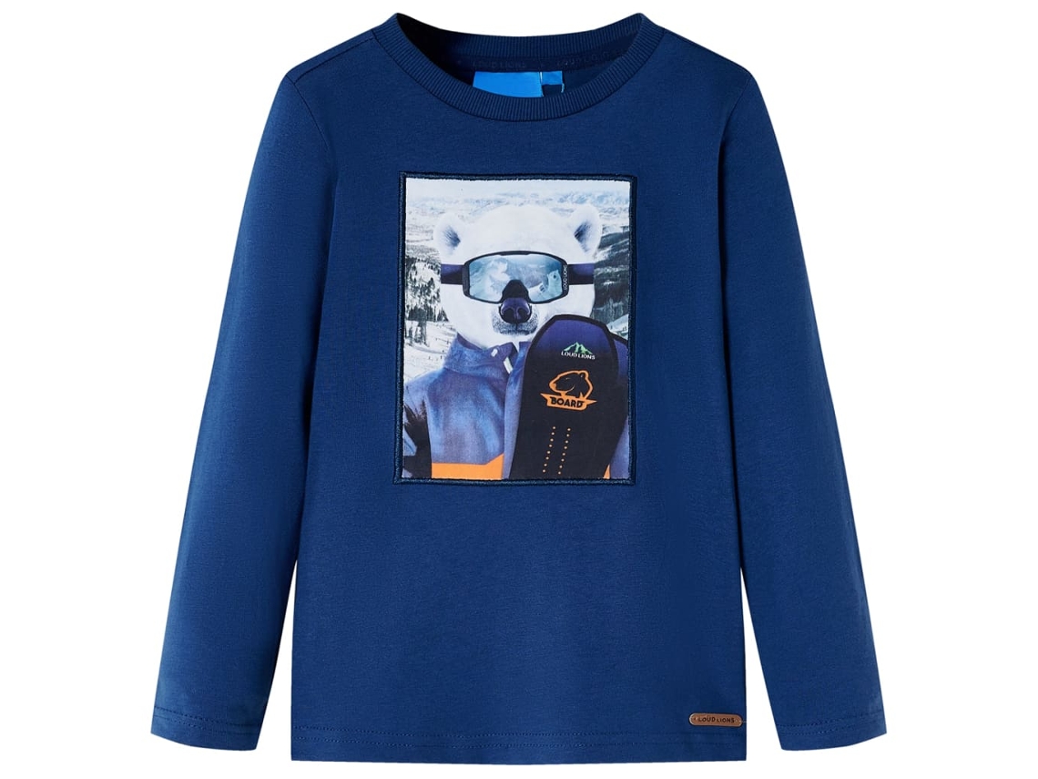 T-shirt De Manga Comprida Para Criança Azul-ganga 116