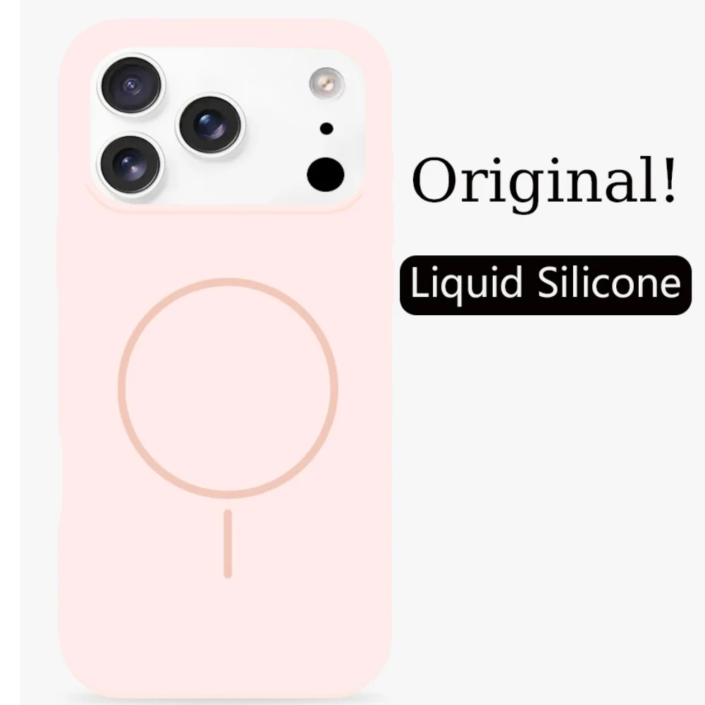 (rosa, Iphone 14 Pro Max) Capa Protetora De Silicone Líquido De Alta Qualidade, Macia Ao Toque, Compatível Com Carregamento Sem Fio Magnético.