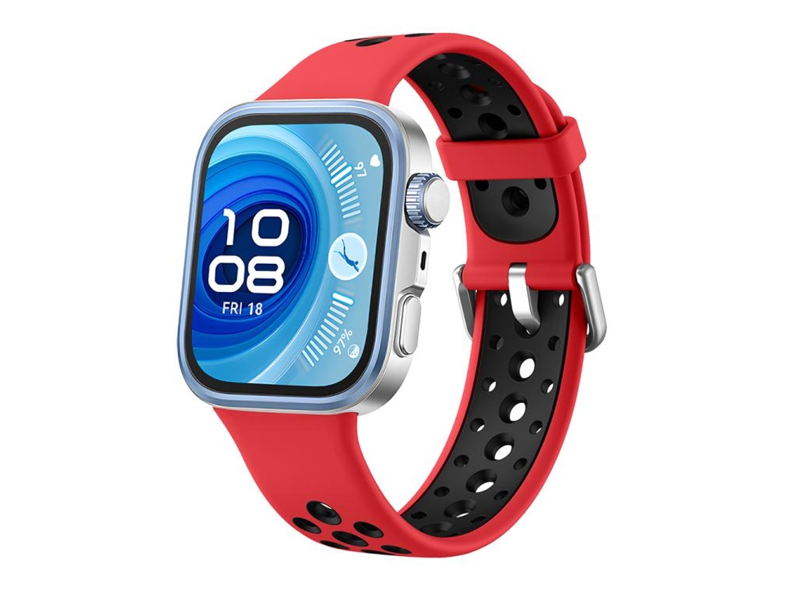 Bracelete para Huawei Watch Fit 4 Pro / Fit 4 / Fit 3 Silicone Bicolor com Furos Redondos Vermelho Vibrante XIAOMOYU