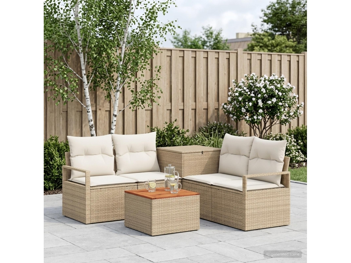 Vidaxl Conjunto De Sofás 6 Unid. Bege E Branco Creme