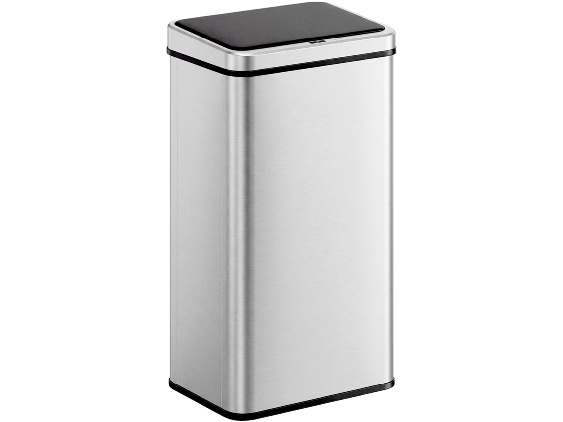 Lixeira Sensor 50l 35,5 X 26 X 67 Cm Em Aço Inox Automática Com Fechamento Suave E Sensor Prata
