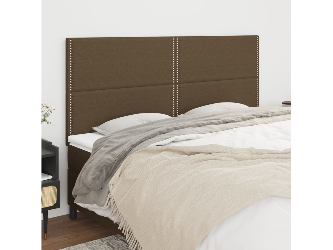 Vidaxl Cabeceira Castanho Escuro 180x5x118/128 Cm Tecido