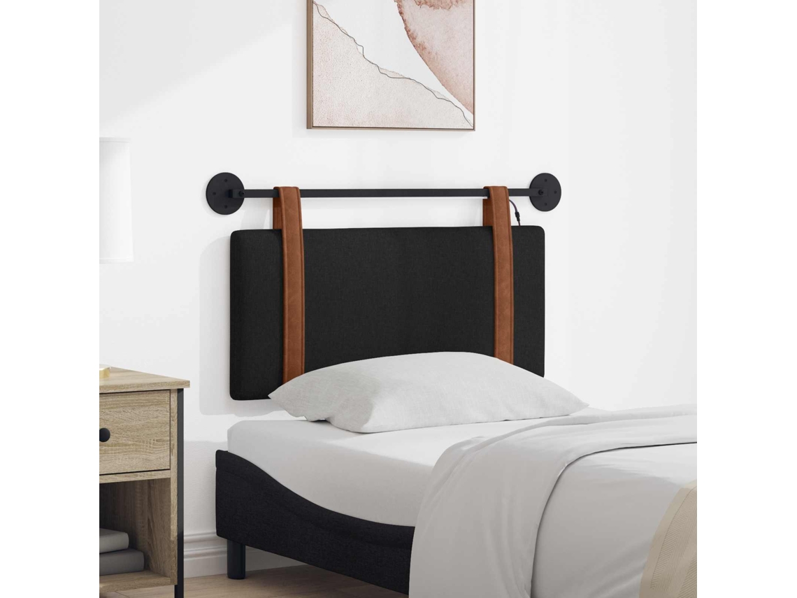 Vidaxl Cabeceira Suspensa Com Luz Led Preto Pu Antigo