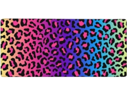 Mousepad Grande para Computador com Estampa de Leopardo em Degradê Neon e Base Borracha Antiderrapante, 40 X 9