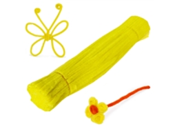 Tiras de chenille Veludo amarelo claro com 700 fios, ideais para artesanato e projetos infantis de bricolagem, 0,6 x 30 cm. MDUG