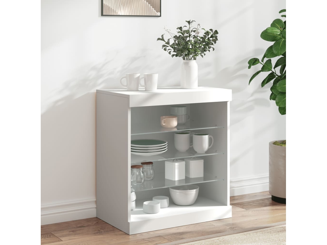 Vidaxl Aparador Com Luzes Led 60,5x37x67 Cm Branco