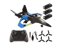 AVIAO DE CONTROLE REMOTO BUSINESS com luz LED 2.4GHz planador para meninos e meninas presente aniversário azul (S/MARCA)
