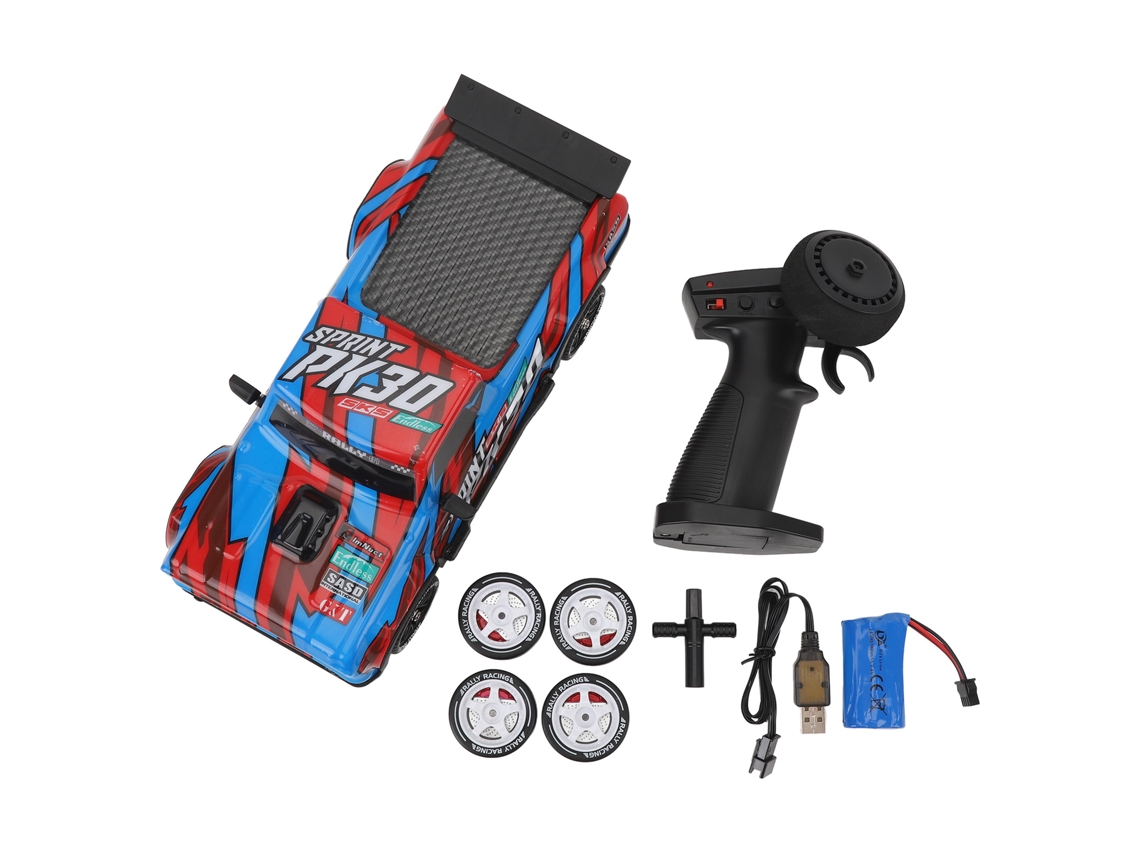 Carro de Drift RC 2.4GHz 4WD 10km/h com Luzes LED, Vermelho/Azul | S/MARCA
