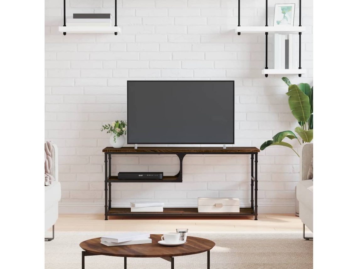 Vidaxl Móvel Tv 103x38x46,5 Cm Derivados Madeira/aço Carvalho Castanho