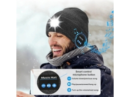 Cinza Gorro Led Bluetooth Unissex Tricô Quente 3 Modos À Prova D'água Recarregável Lanterna Musical Sem Fio Camping Corrida Pesca Ciclismo