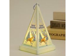 Adorno Navideño Linterna Led Triangular Com Vela Eléctrica Portátil Material Abs 9.5x16.4cm Baterias Aa Não Incluídas