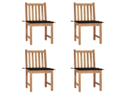 Vidaxl Cadeiras De Jardim C/ Almofadões 4 Pcs Madeira De Teca Maciça