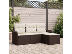 Vidaxl Conjunto De Sofá De Jardim 4 Unid. Castanho Vime Pe