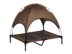 Cama elevada para cães com dossel, tecido respirável, café, 92x76x90cm S/MARCA