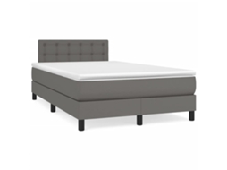 Cama Boxspring Com Colchão 120x190 Cm Couro Artificial Cinzento