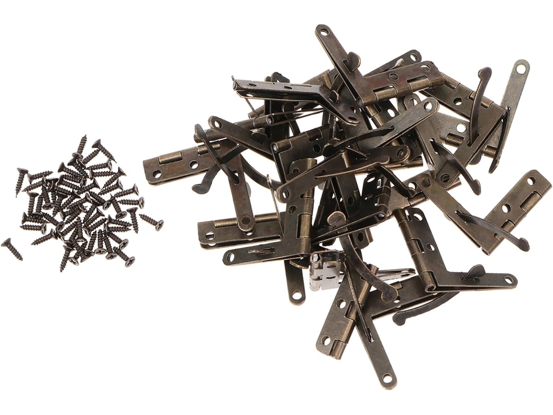 Conjunto De 50 Dobradiças Retrô Metal Em Bronze Antigo Para Caixas