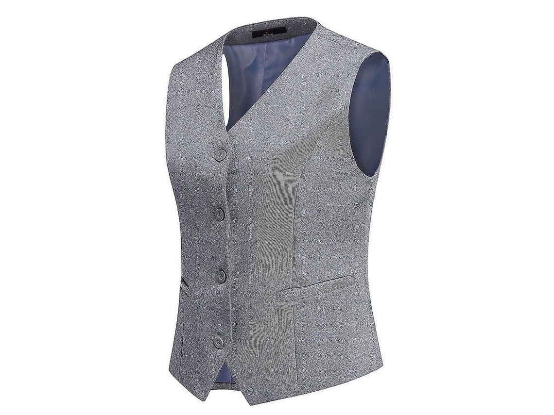 Colete Slim Feminino De Viscose Com Design Elegante Para Trabalho E Ocasiões Casuais - Tamanhos Xs A 2xl Cinza