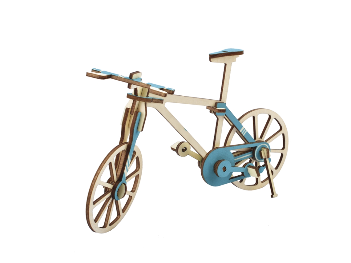 Kit De Modelo 3d Em Madeira. Design De Bicicleta. 27 Peças. 19x6x17 Cm.