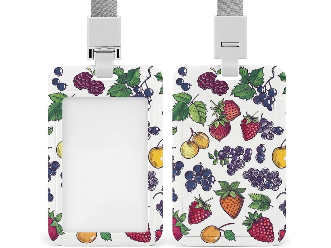 Porta Crachá Com Estampa De Frutas Vermelhas E Outros, Personalizável E A Prova D Água, Ideal Oficial De