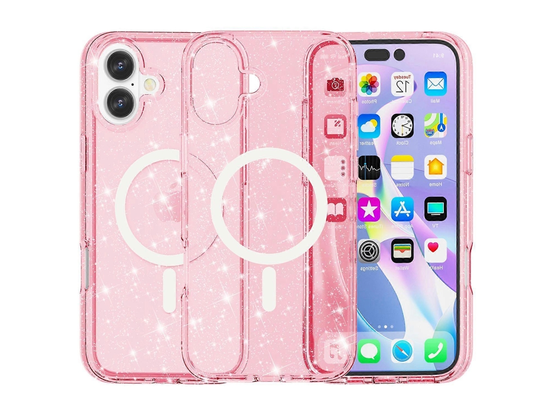 Capa Para Iphone 16 Compatível Com Magsafe Sparkly Glitter Pctpu