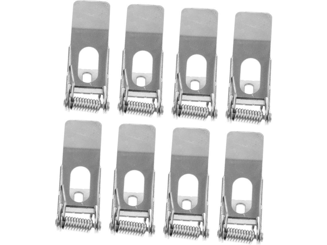 Conjunto de 8 Presilhas Metálicas Prateadas para Spots Embutidos com Mola, Fácil Instalação e Design Estético SFUSHOS