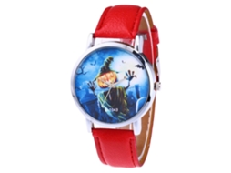 Reloj De Cuarzo Con Correa De Cuero Pu Y Dial Redondo Zhoulianfa Hallowmas (rojo)