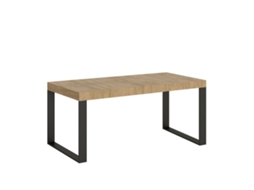 Mesa de Jantar Extensível 90X90/246 Cm Tecno Premium Carvalho Natural Quadro Antracite ITAMOBY