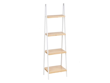 Estante escada 4 prateleiras bambu branco