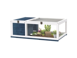 Recinto de Madeira da Casa da Tartaruga com Casas Principais: Topo Articulado 91x60,5x32 Cm, Azul