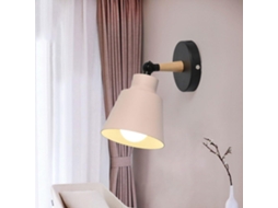 Lustre De Parede Industrial Retro,plafonnier De Madeira E Metal Com Lâmpada E27 Ajustável,aplique Moderno Para Sala,quarto Ou Entrada Btforus (rosa)