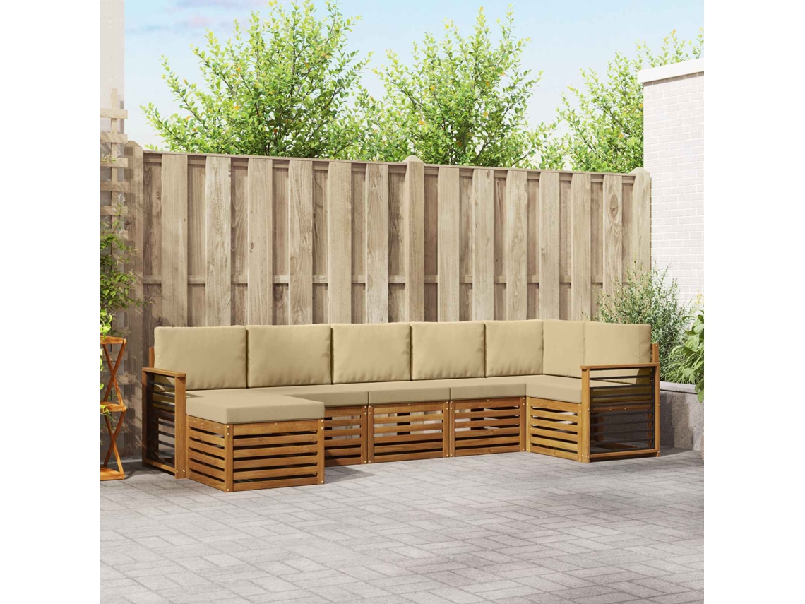Vidaxl Conjunto De Sofás Para Exterior 7 Unid. Natural E Bege