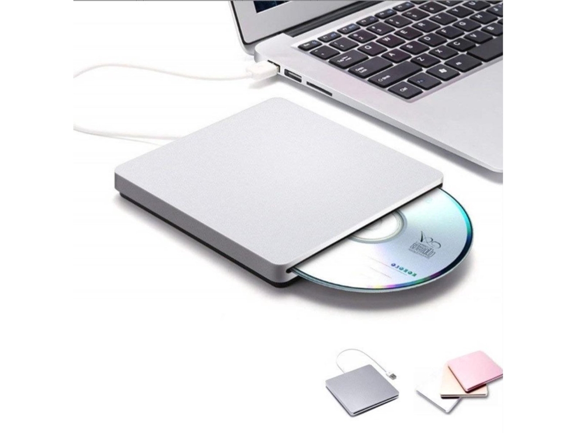 Conector Para Unidade De Dvd Usb 2.0 Super Drive Com Adaptador Usb-c Prateado