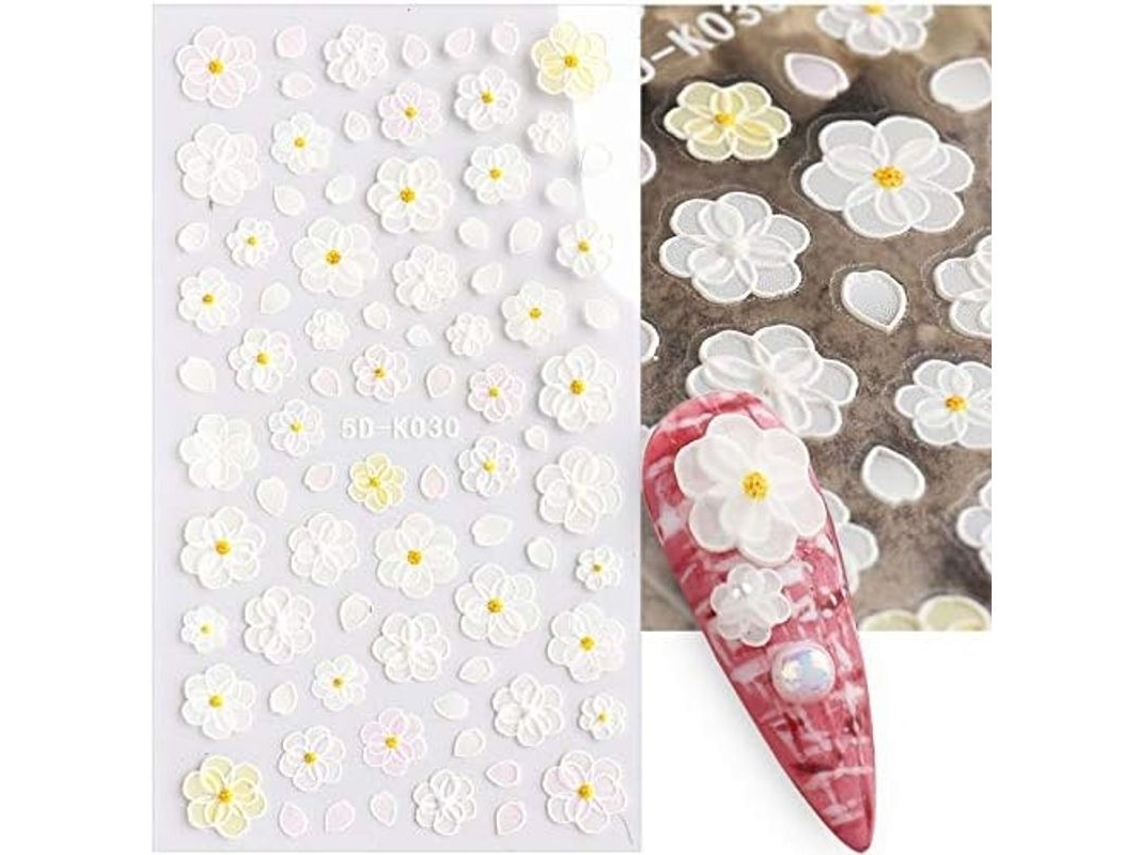 6 Peças/conjunto de Adesivos de Unhas 5d com Design Tridimensional de Borboletas e Renda Oca
