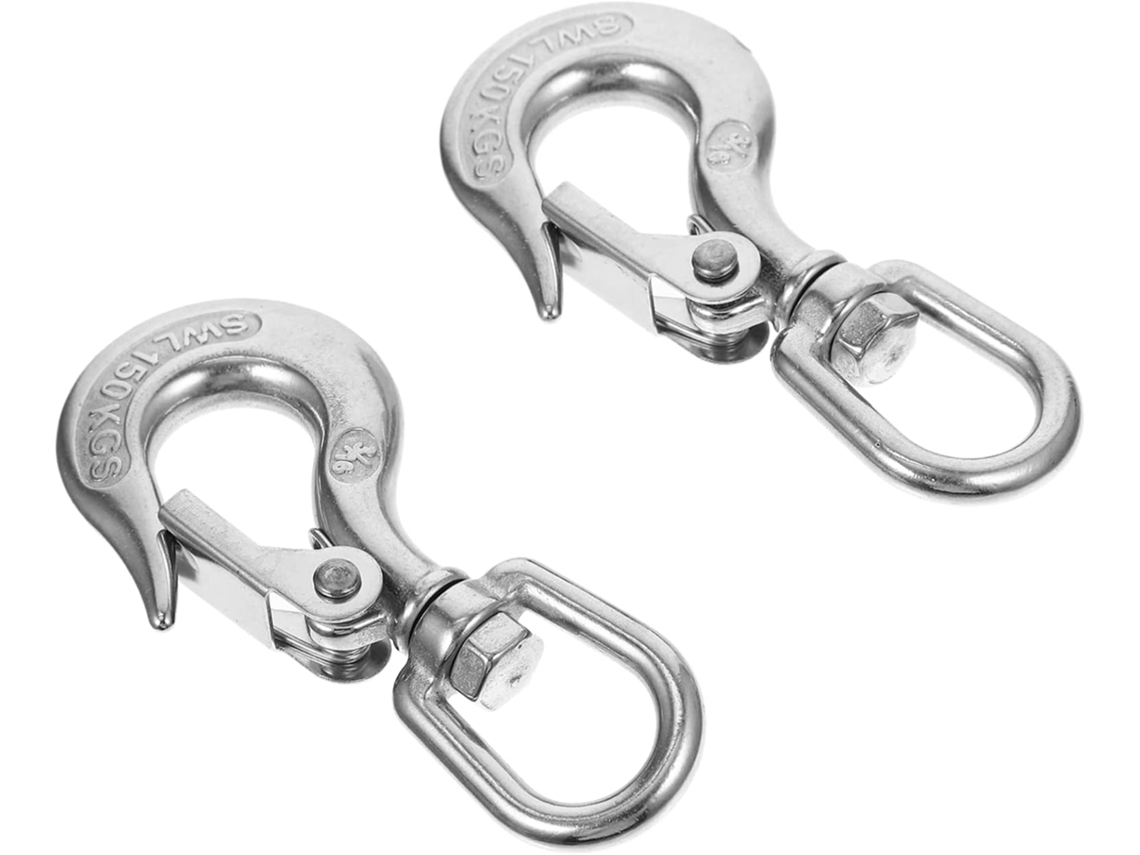 Gancho De Elevação Em Aço Inoxidável, 2 Peças, Prateado