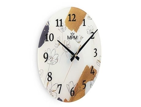 Relógio De Parede Mpm Quality E09.4377 Vidro 30 Cm Padrões Florais
