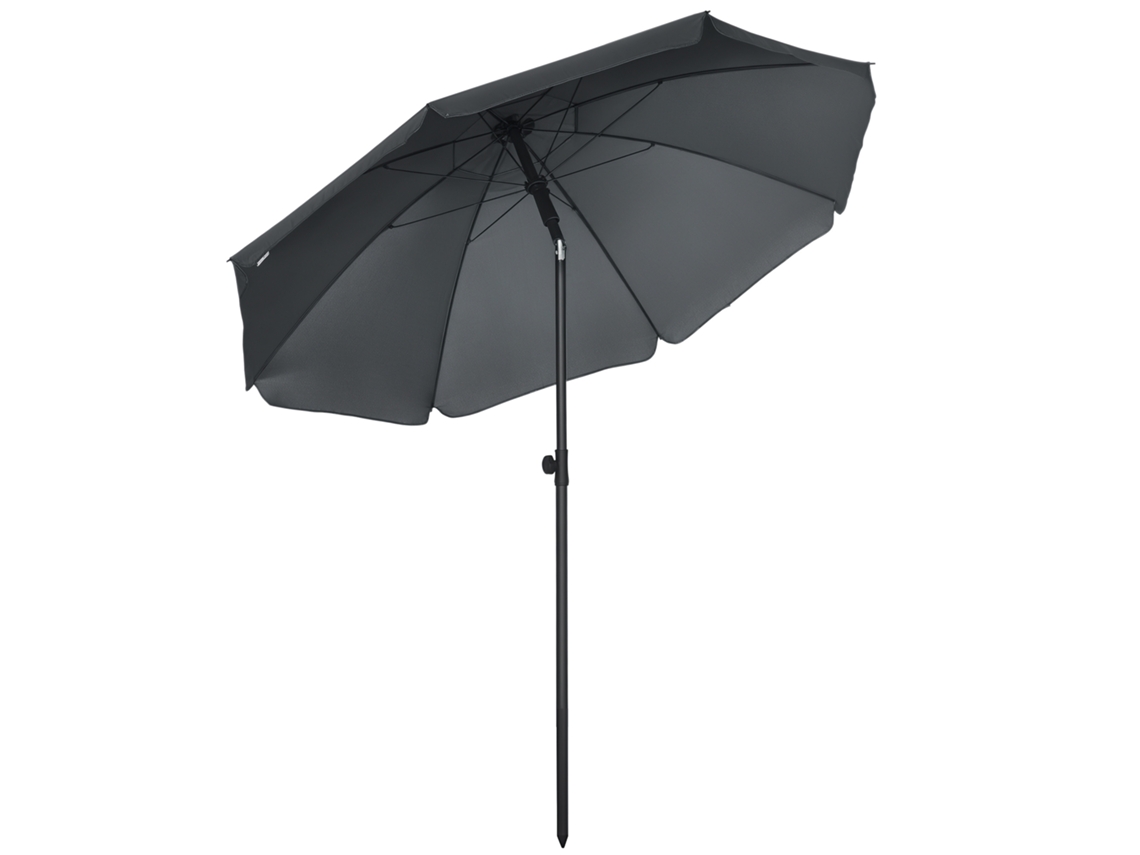 Sombrinha de Praia Ø180cm ZENCORE SERVICES, ajustável, UV50+, poste Ø32mm, cinza