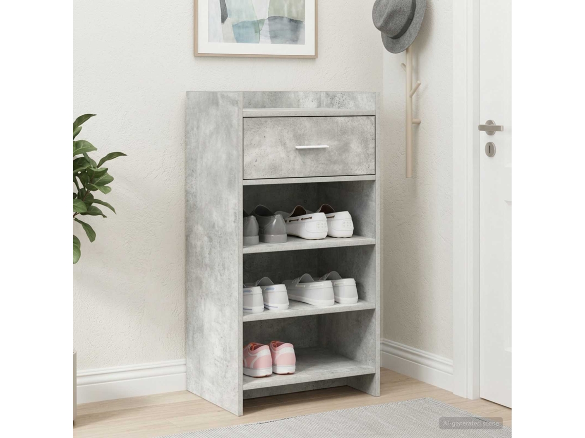 Vidaxl Armário De Sapatos Com Gaveta Cinzento Cimento 48 X 36 X 92 Cm