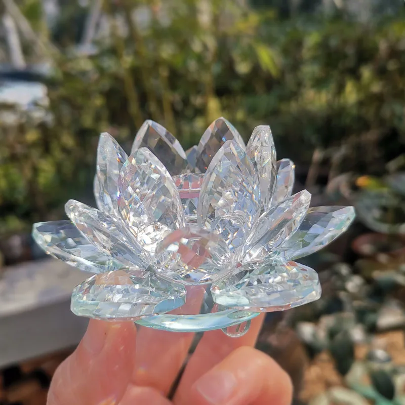 Ornamento de Lótus de Cristal , Ornamento de Artesanato em Vidro. MDUG (branco, 80 Mm)