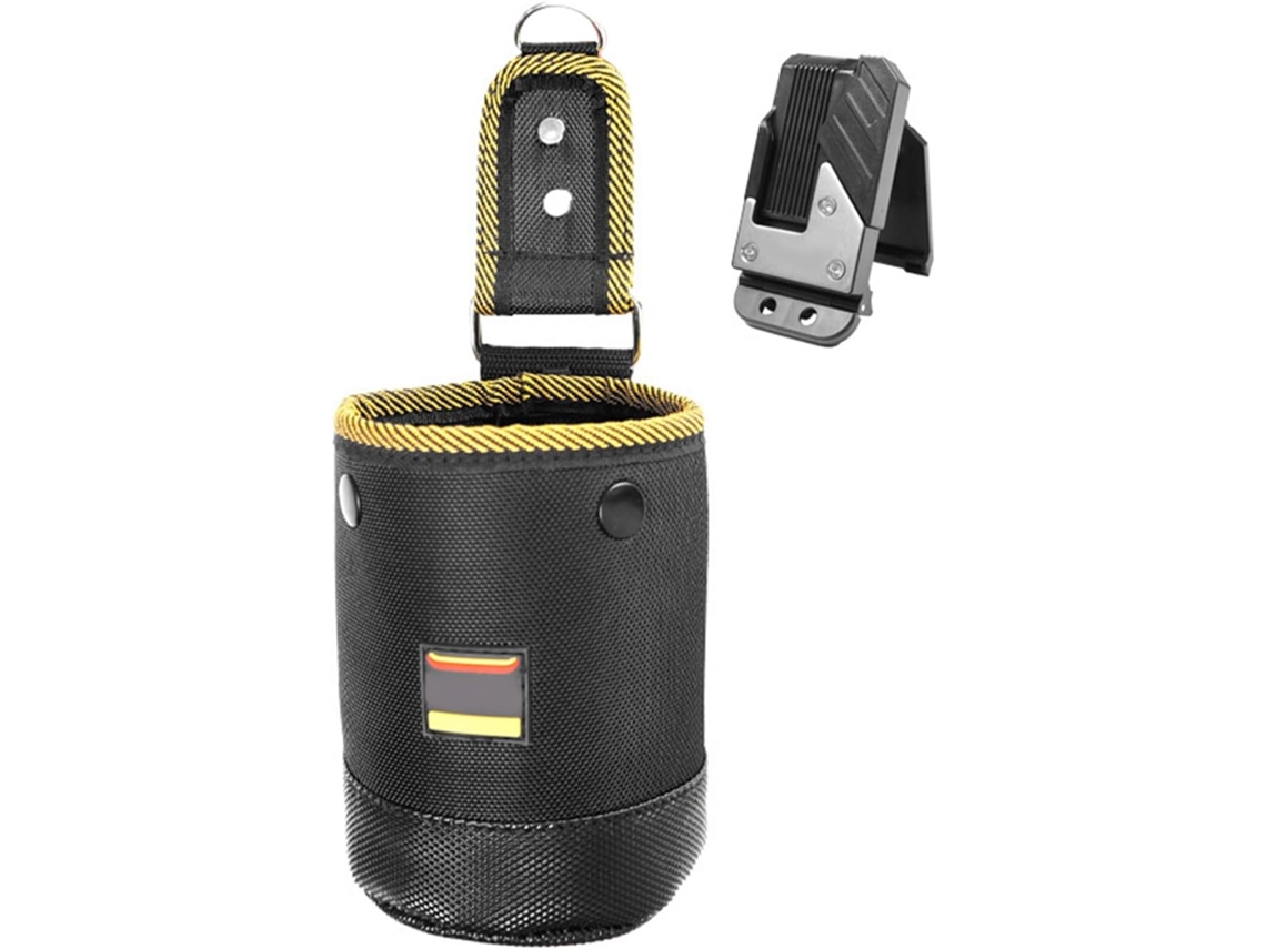 Bolsa de ferramentas com parafusadores e pregos, suportes para cinto, pregos de fácil instalação, organizadores práticos.