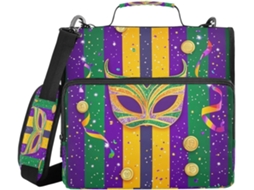 Organizador De Documentos Carnival Máscaras Moedas Com Argola 3, 8cm, 3 Anéis Com Fecho, Alça De Ombro E Mão
