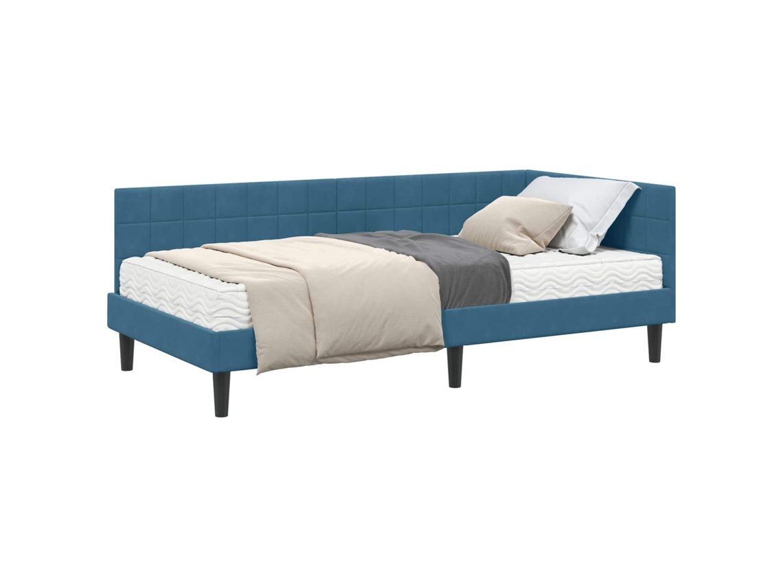 Estrutura de Cama de Canto com Colchão Manual 2 Pcs Veludo Azul MAISON EXCLUSIVE