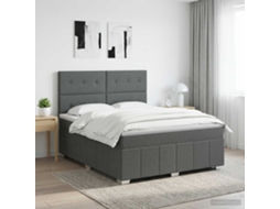 Vidaxl Cama Box Spring Com Colchão Cinzento-escuro 140 X 190 Cm Tecido