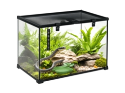 Terrário Répteis 50x30x35cm, Vidro/metal, Termômetro, Preto, Anfíbios/aracnídeos/reprodução