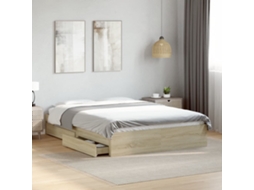 Vidaxl Estrutura de Cama C/ Gavetas Derivados Madeira Carvalho Sonoma