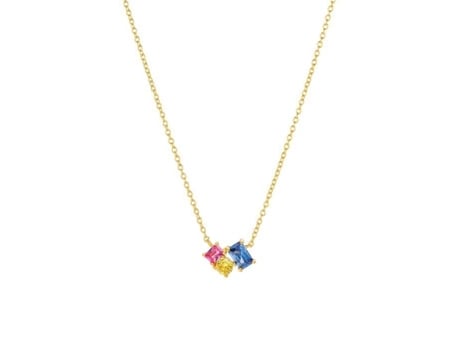 Colar Sif Jakobs Ivrea Tre Prata Banhada A Ouro 18k Comprimento 45 Cm Zircônias Multicoloridas