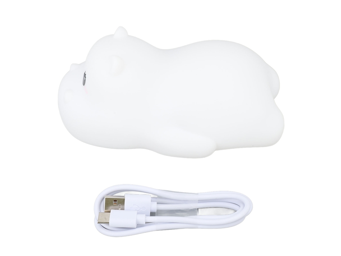 Luminária Noturna Hipopótamo Fofa, Recarregável em Silicone, para Quarto Infantil, Led CHABERLU