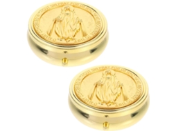 Nuobesty Com 2 Caixas De Joias Redondas Em Metal Dourado, Estojos Para Terços.